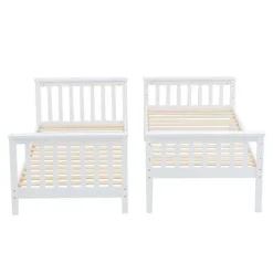 Litera de Madera Maciza Convertible Blanca CAMILA
