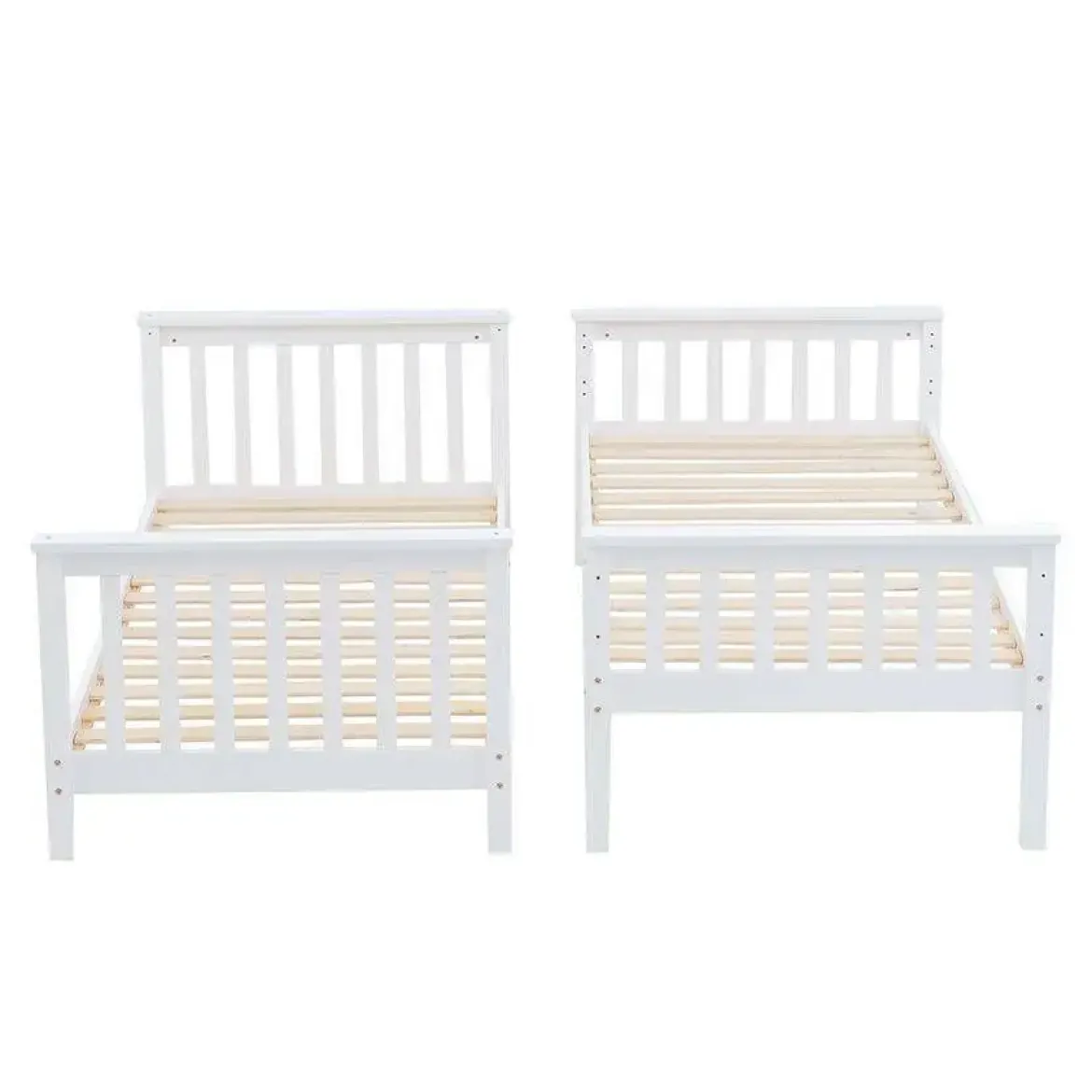 Litera de Madera Maciza Convertible Blanca CAMILA