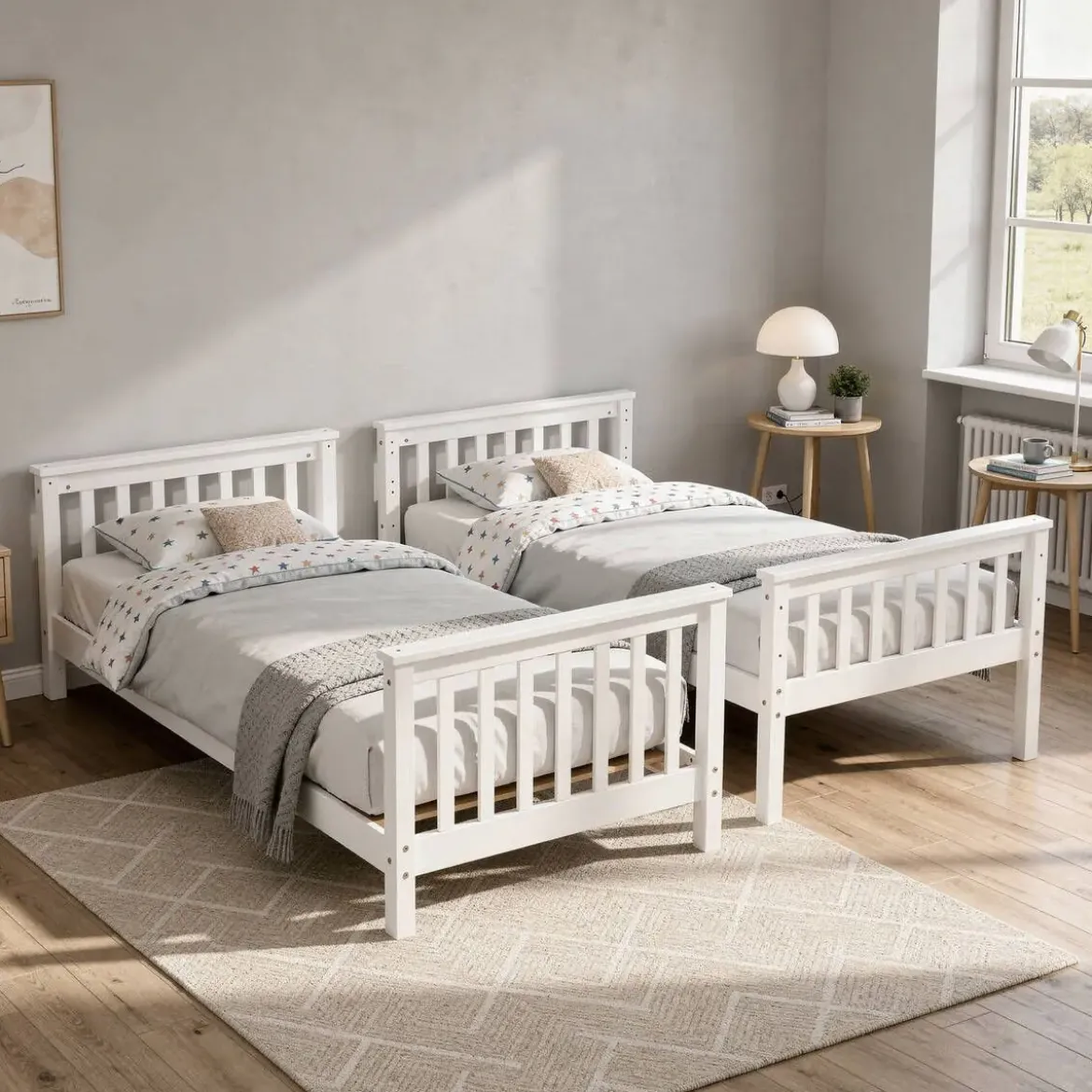Litera de Madera Maciza Convertible Blanca CAMILA