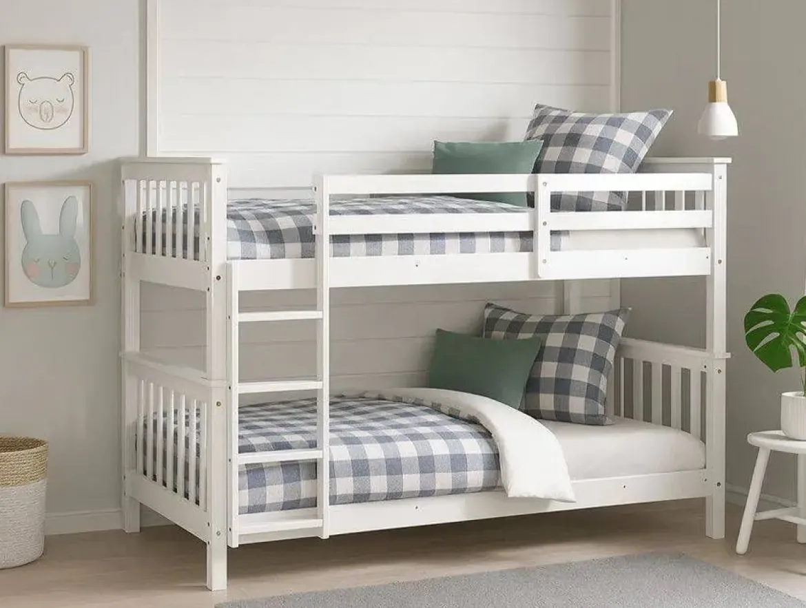 Litera de Madera Maciza Convertible Blanca CAMILA