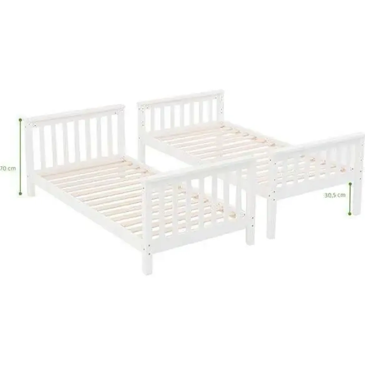 Litera de Madera Maciza Convertible Blanca CAMILA