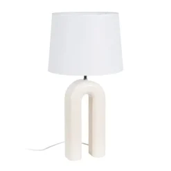 Lámpara de Mesa Crema 70 cm con Base DM Lacado y Casquillo E27 614899
