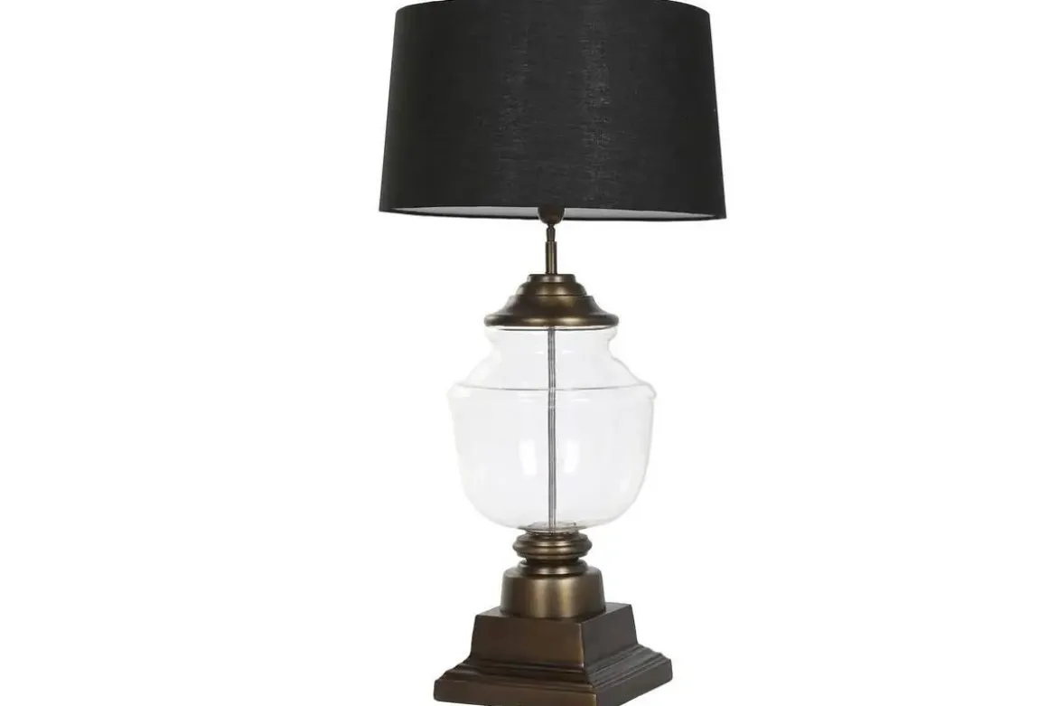 Lámpara de Mesa en Acero Patinado y Cristal LA-219565