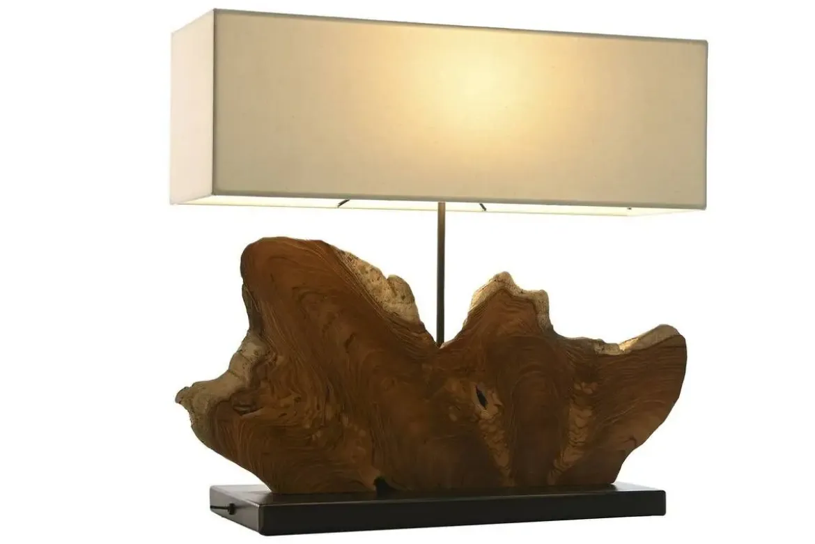 Lámpara de Mesa Teca Y Hierro LA-217901