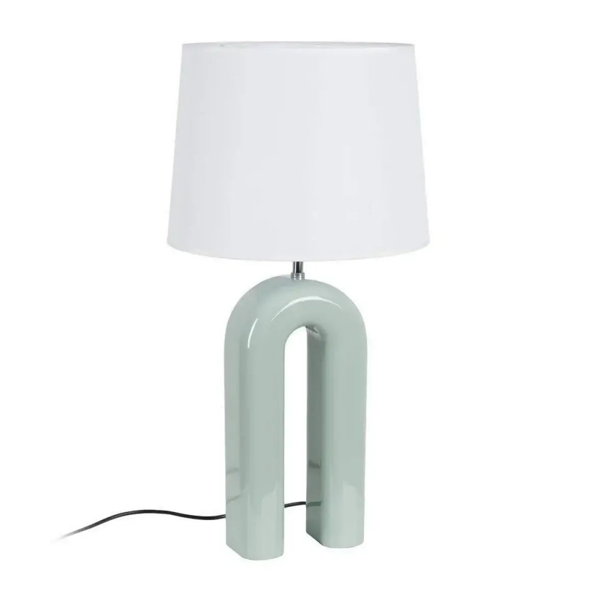 Lámpara de Mesa Verde Lacado con Pantalla de Algodón 614900