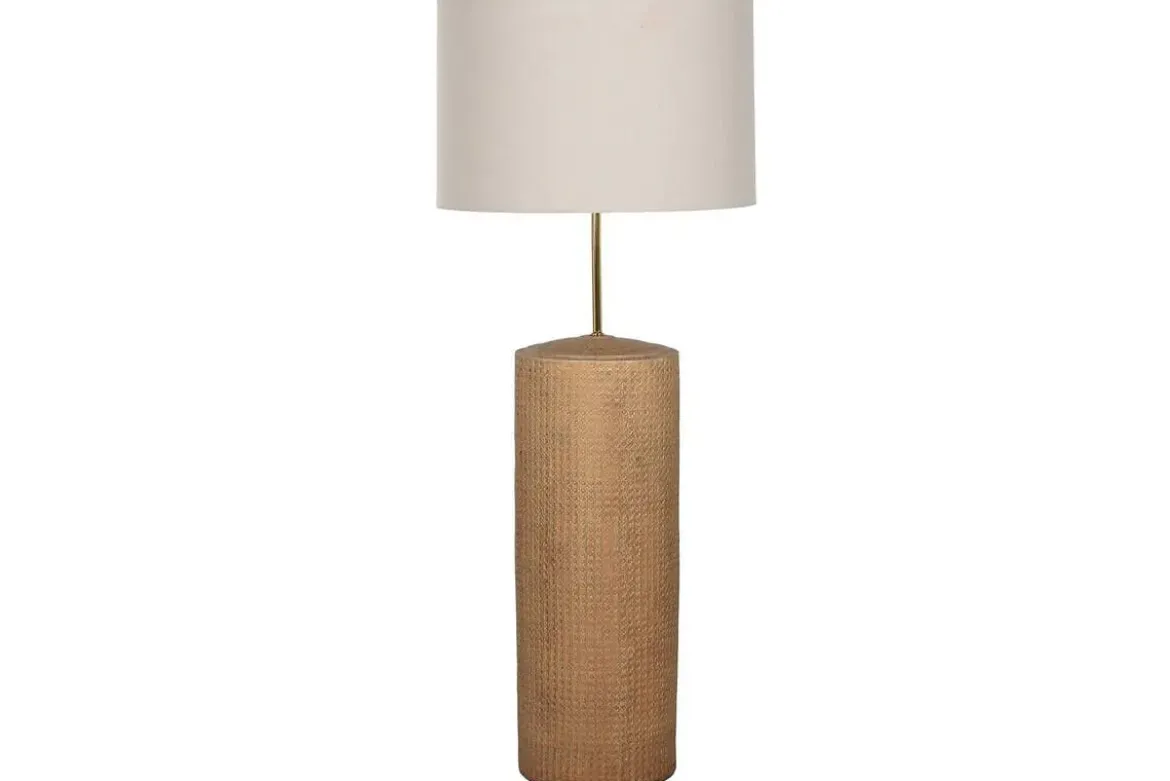 Lámpara de Pie Cerámica Y Lino Beige LA-217694