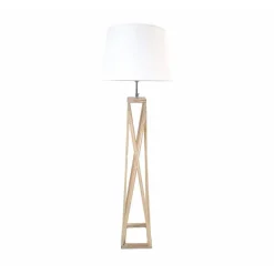 Lámpara de Pie de Madera Natural con Pantalla Blanca PIKE 51-204