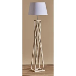 Lámpara de Pie de Madera Natural con Pantalla Blanca PIKE 51-204