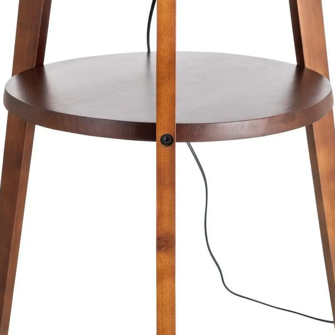 Lámpara de Pie Marrón con Tulipa de Lino y Madera 50 cm 615776
