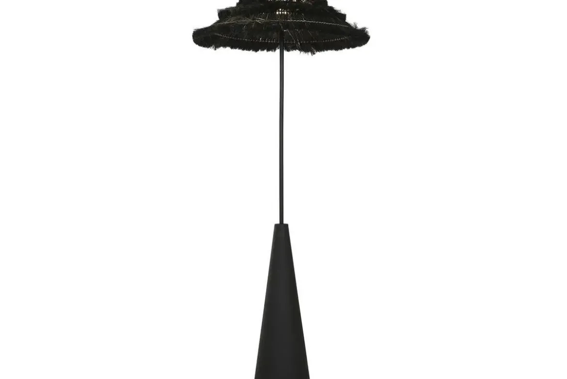 Lámpara de Pie Metal Y Fibra Negro LA-217683