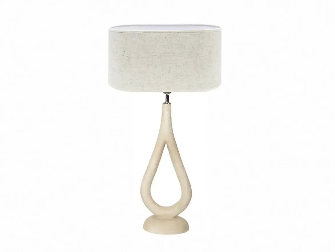 Lámpara de Sobremesa 65 cm de Madera Natural y Pantalla de Poliéster CRONOS 50-134