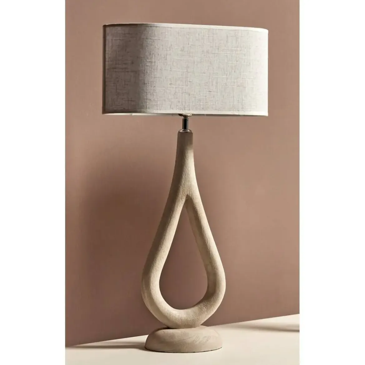 Lámpara de Sobremesa 65 cm de Madera Natural y Pantalla de Poliéster CRONOS 50-134