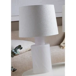 Lámpara de Sobremesa 50 cm Vidrio Aguas Blancas y Pantalla Estuco URANO 57-800