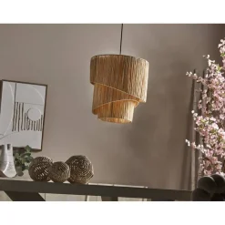 Lámpara de Techo 37 cm en Rafia Natural y Metal MIDWAY 12-402