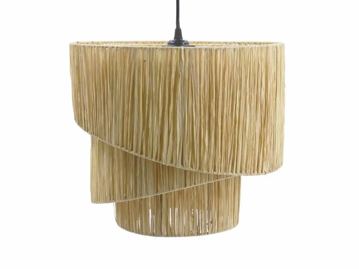 Lámpara de Techo 37 cm en Rafia Natural y Metal MIDWAY 12-402