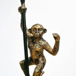 Lámpara de Techo con una Figura de Monode Resina Color Dorado y Pantalla de Tela Negra 55-467