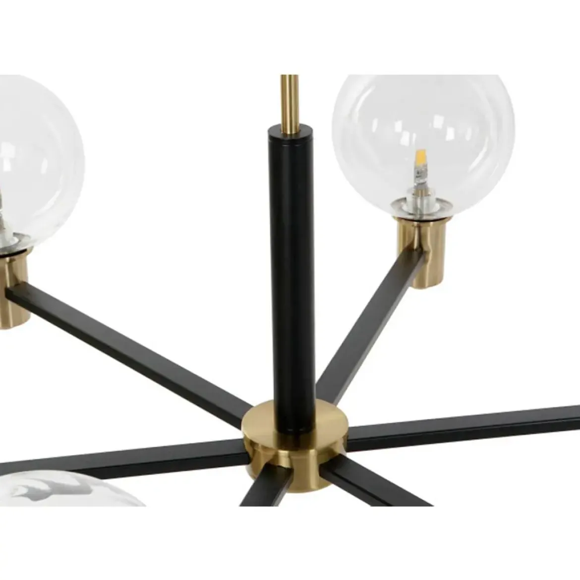 Lámpara de Techo Estructura de Metal Color Dorado y Negro con 6 Bombillas de Cristal LA-206013