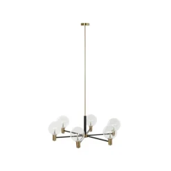 Lámpara de Techo Estructura de Metal Color Dorado y Negro con 6 Bombillas de Cristal LA-206013