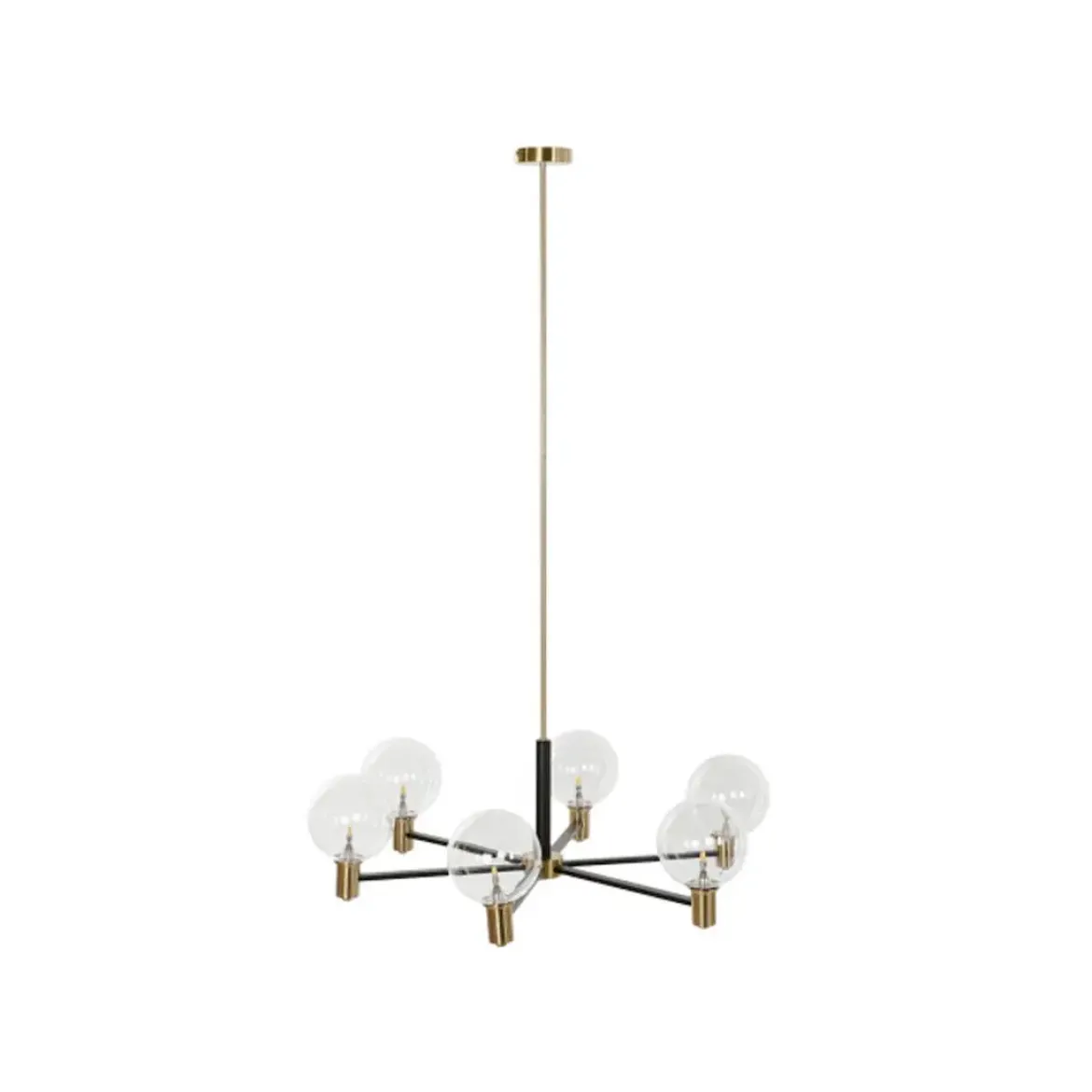 Lámpara de Techo Estructura de Metal Color Dorado y Negro con 6 Bombillas de Cristal LA-206013