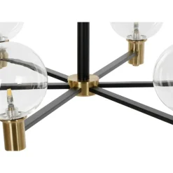 Lámpara de Techo Estructura de Metal Color Dorado y Negro con 6 Bombillas de Cristal LA-206013