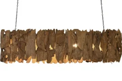 Lámpara de Techo Teca y Hierro Artesanal LA-217895