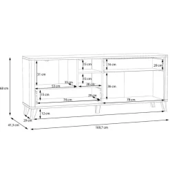 Módulo TV 2 Puertas y 2 Cajones Blanco y Roble WARDIOL WRDT233L-M982
