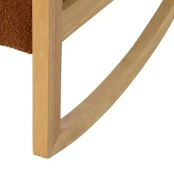 Mecedora de Madera de Caucho con Tapizado Borreguito Marrón 609294