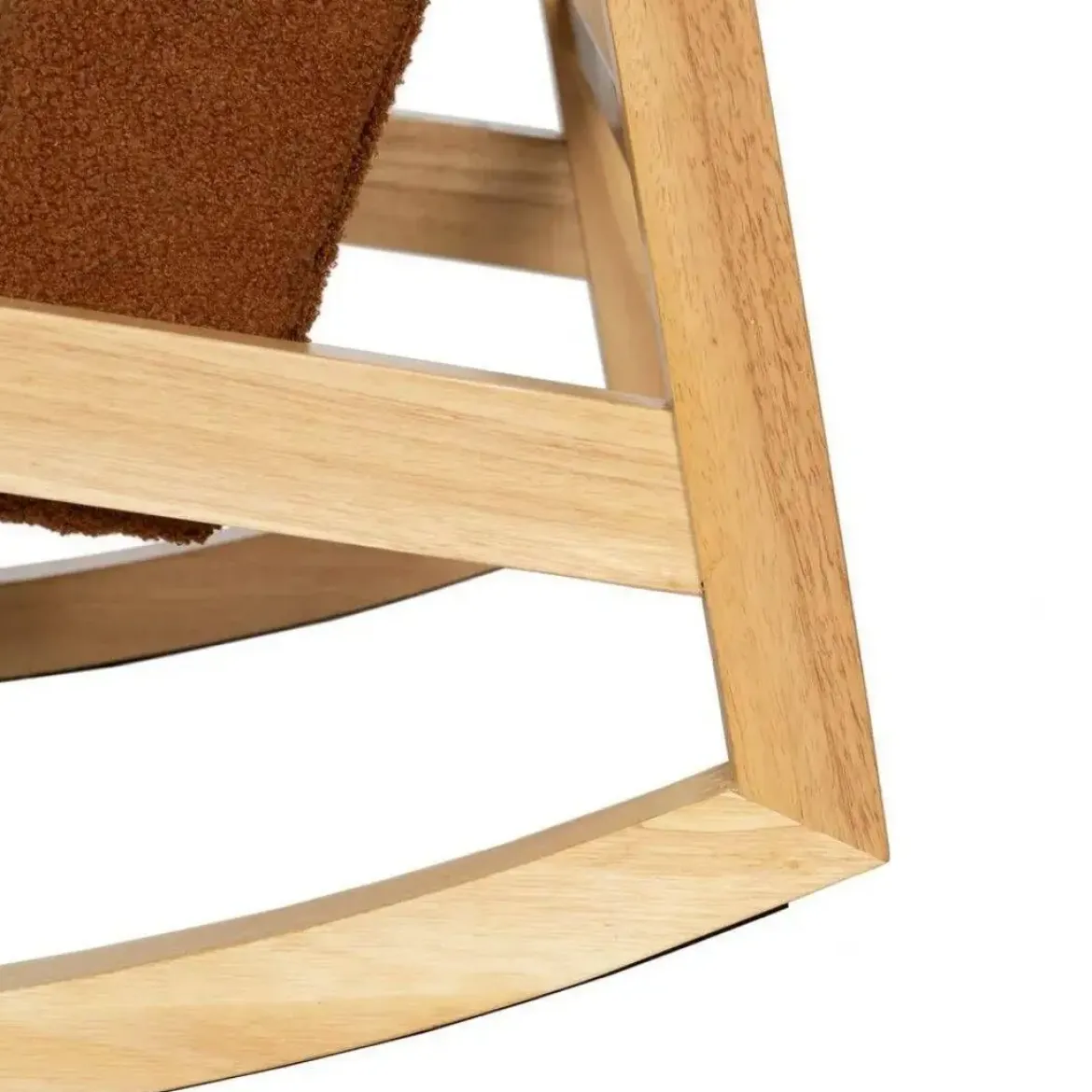 Mecedora de Madera de Caucho con Tapizado Borreguito Marrón 609294