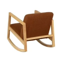 Mecedora de Madera de Caucho con Tapizado Borreguito Marrón 609294