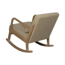 Mecedora de Madera Natural con Tapizado Beige 66 cm 613835