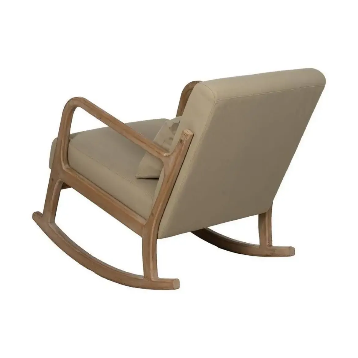 Mecedora de Madera Natural con Tapizado Beige 66 cm 613835