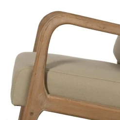 Mecedora de Madera Natural con Tapizado Beige 66 cm 613835