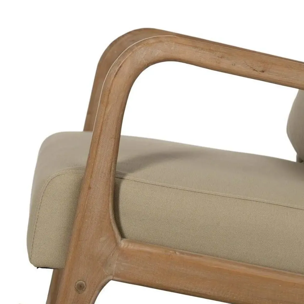 Mecedora de Madera Natural con Tapizado Beige 66 cm 613835