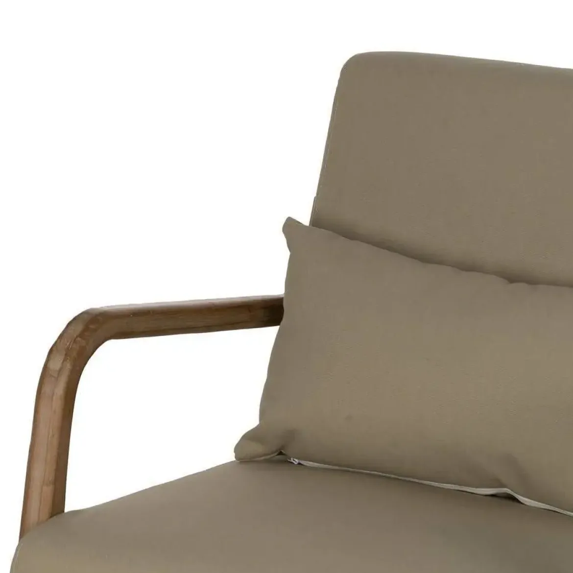 Mecedora de Madera Natural con Tapizado Beige 66 cm 613835