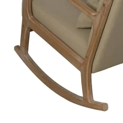 Mecedora de Madera Natural con Tapizado Beige 66 cm 613835