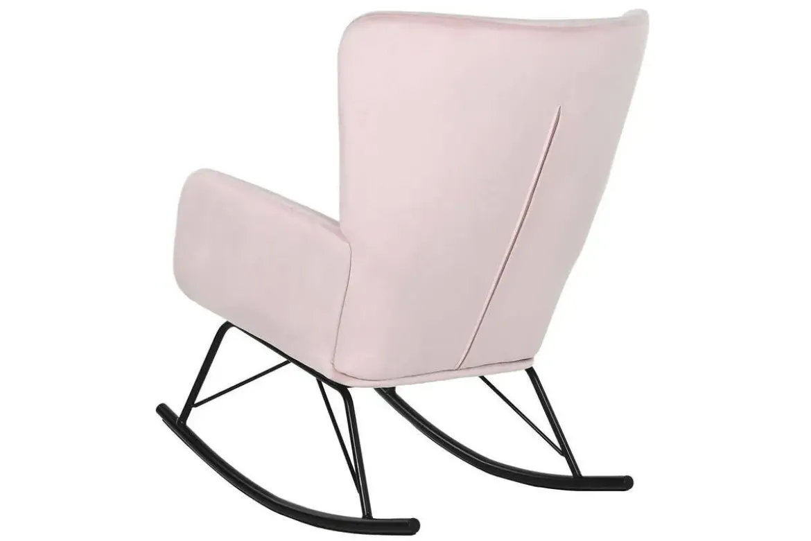 Mecedora Metal‑Poliéster Terciopelo Rosa MB-211337