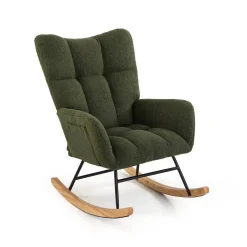 Mecedora Tapizada con Reposabrazos de Madera y Metal 22970006