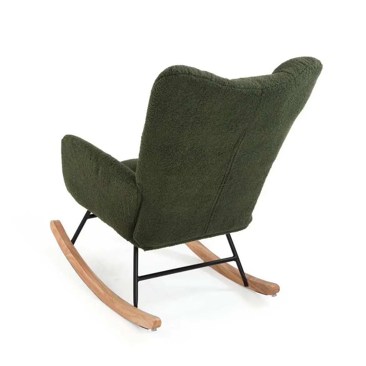 Mecedora Tapizada con Reposabrazos de Madera y Metal 22970006