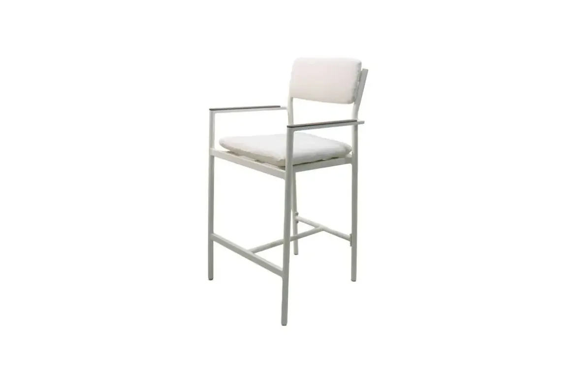 Mesa Alta con Taburetes de Aluminio y Cojines COPENHAGUE BAR Blanco