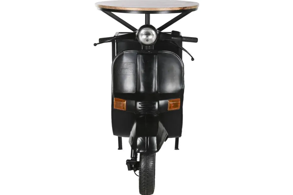 Mesa Alta Industrial de Hierro y Madera de Mango Moto Negro MB-211334