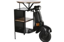 Mesa Alta Industrial de Hierro y Madera de Mango Moto Negro MB-211334