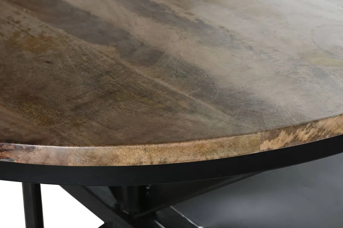 Mesa Alta Industrial de Hierro y Madera de Mango Moto Negro MB-211334