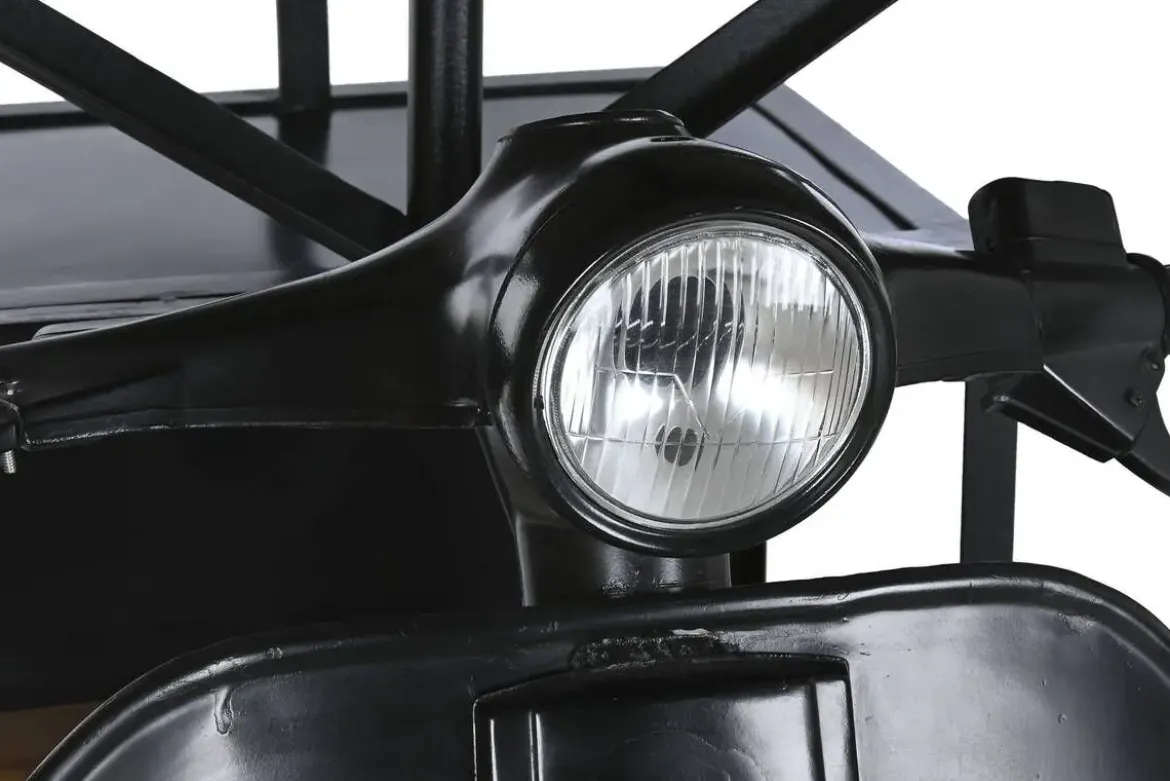 Mesa Alta Industrial de Hierro y Madera de Mango Moto Negro MB-211334