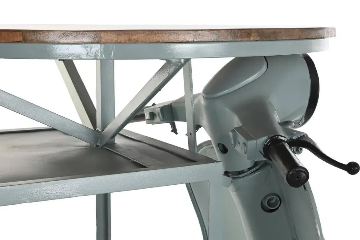 Mesa Alta Industrial de Hierro y Madera de Mango Moto Verde Menta MB-200498