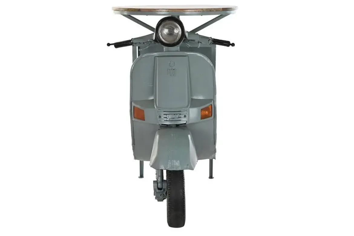 Mesa Alta Industrial de Hierro y Madera de Mango Moto Verde Menta MB-200498