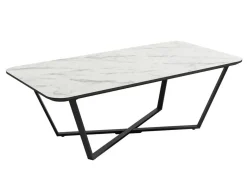 Mesa Auxiliar 120 cm Superficie Acabado Piedra de MDF con Patas de Metal Negro EGEO