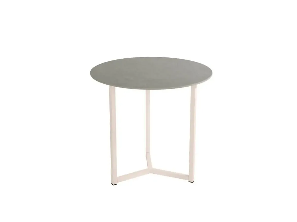 Mesa Auxiliar con estructura metálica marfil y sobre porcelánico acabado piedra BALEAR