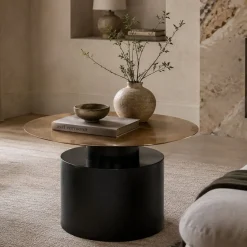Mesa Auxiliar de Hierro Color Negro y Dorado MB-205297