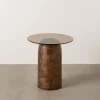 Mesa Auxiliar de Madera de Mango y Cristal 50 cm 612839