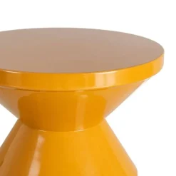 Mesa Auxiliar de Metal Color Mostaza Diseño Geométrico 615663